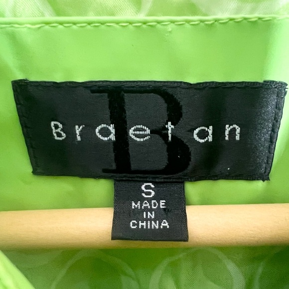 Vintage Braetan Bright Lime Green Double-Breasted Belted Trench Coat Size Small - Picture 12 of 13